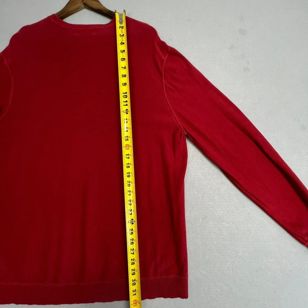 VTG Eddie Bauer Pima Cotton Sweater Men's XXL Knit Crew Neck Long Sleeve Red 90s - Picture 5 of 6